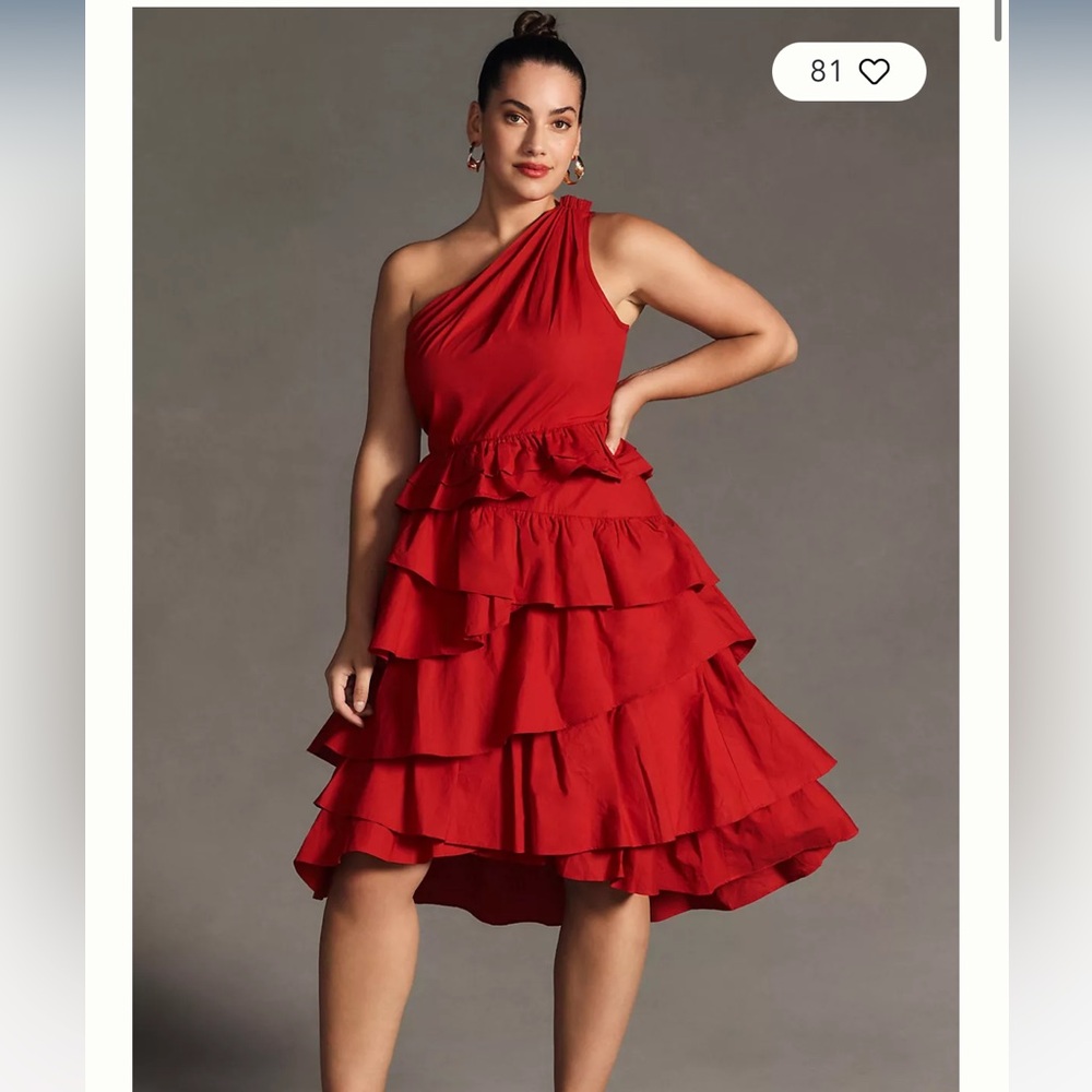 One-Shoulder Tiered Midi Dress